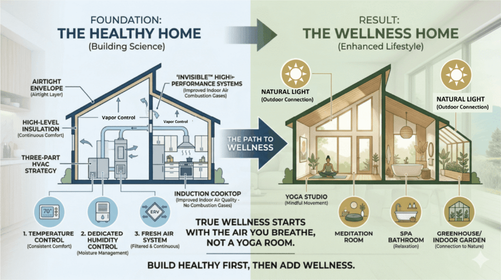 A home with wellness features needs to start with a healthy home. At Terra Southeast, we use building science to build healthy homes first.